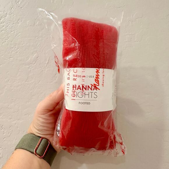 NWT Hanna Andersson Red Footed Tights - Picture 1 of 3